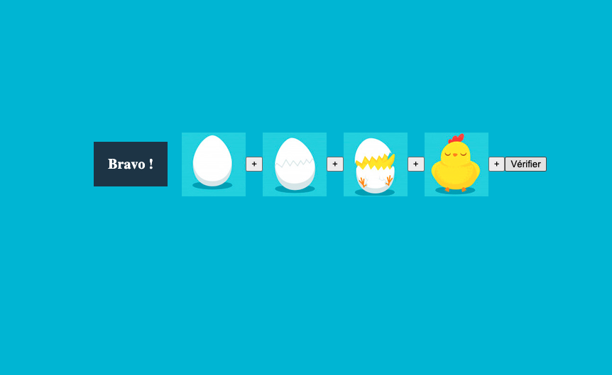 Animated egg-to-chick addition game